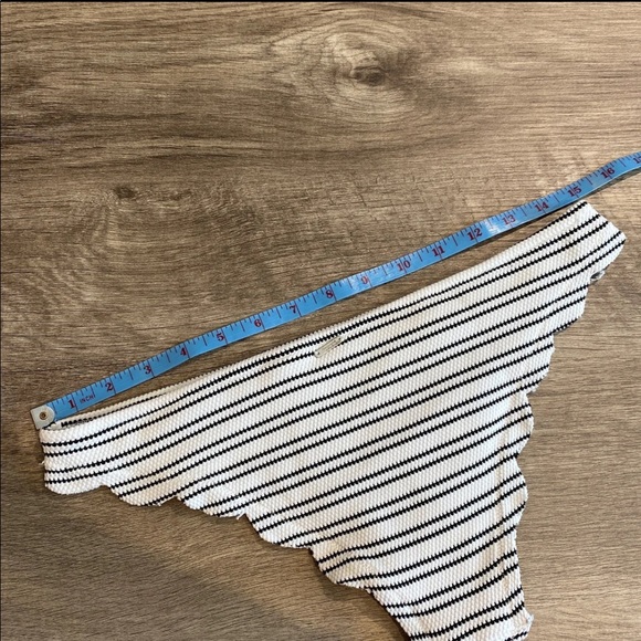 (S) Abercrombie & Fitch Striped Textured Bikini Bottoms Small Black White - Picture 6 of 9